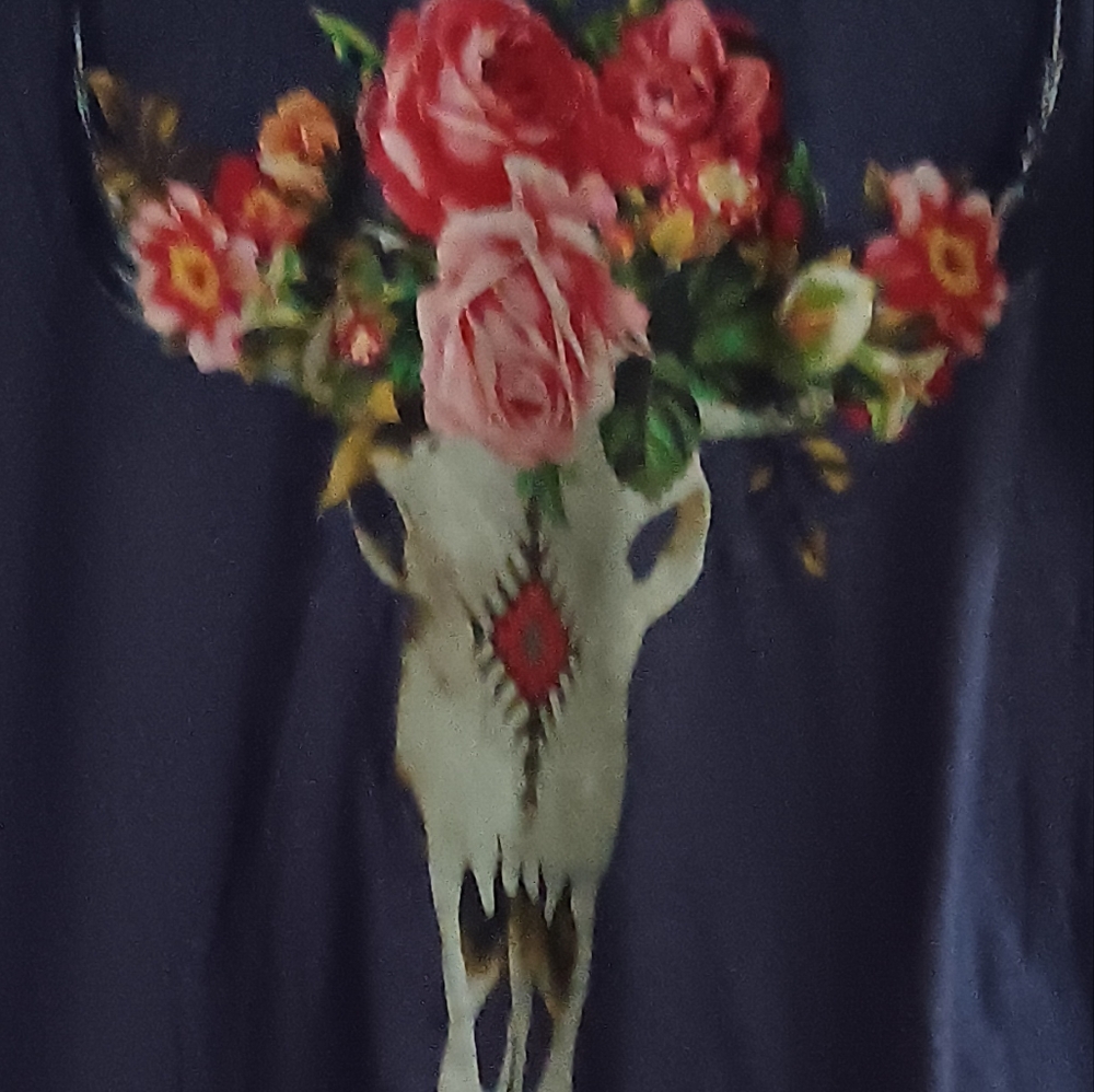 Grey, floral animal shirt with mixed flowers